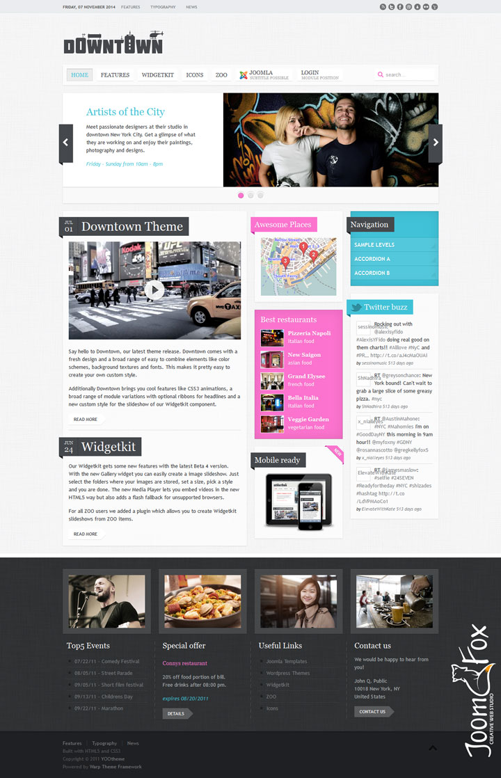 Joomla шаблон YOOtheme Downtown