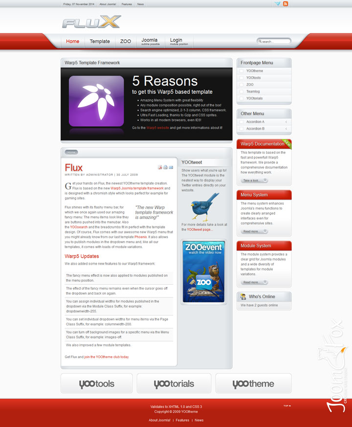 Joomla шаблон YOOtheme Flux