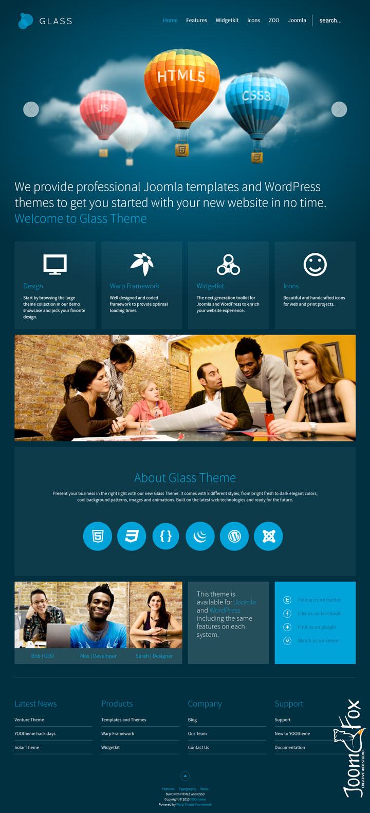 Joomla шаблон YOOtheme Glass