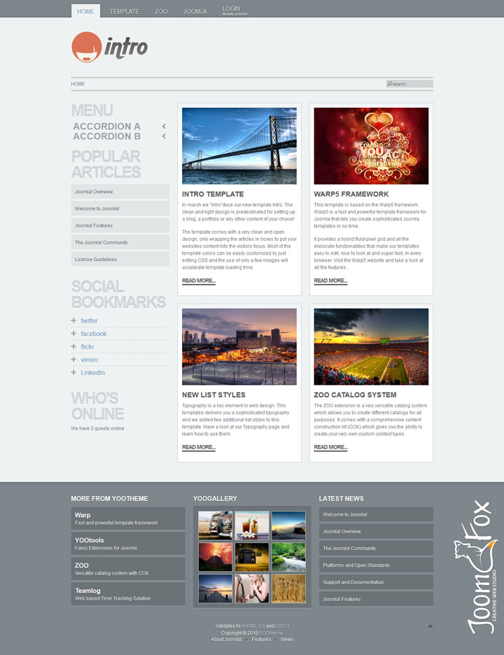 Joomla шаблон YOOtheme Intro