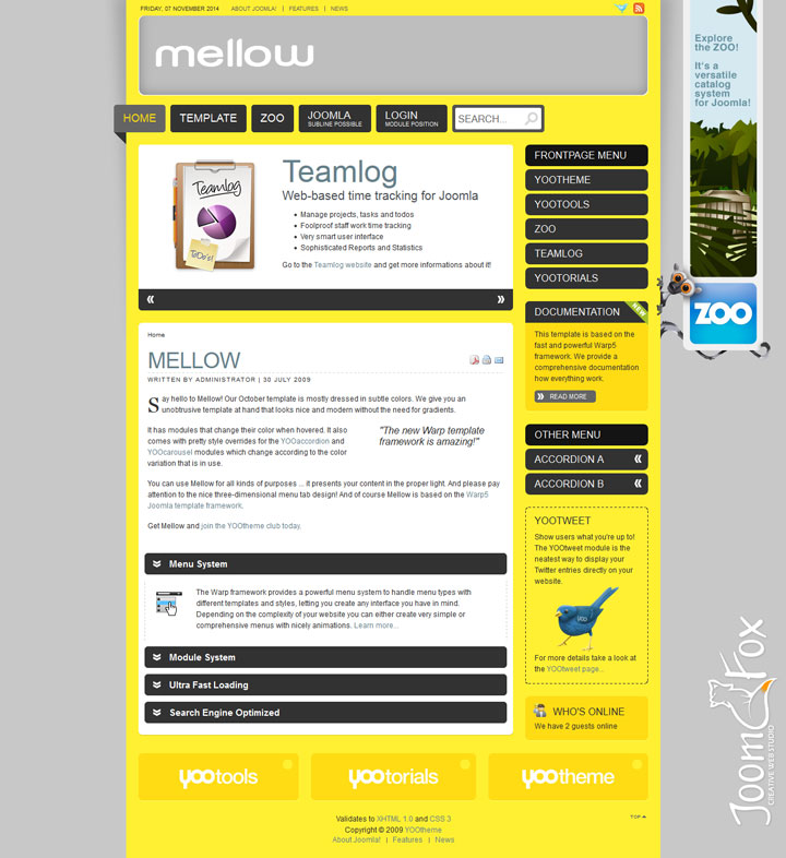 Joomla шаблон YOOtheme Mellow