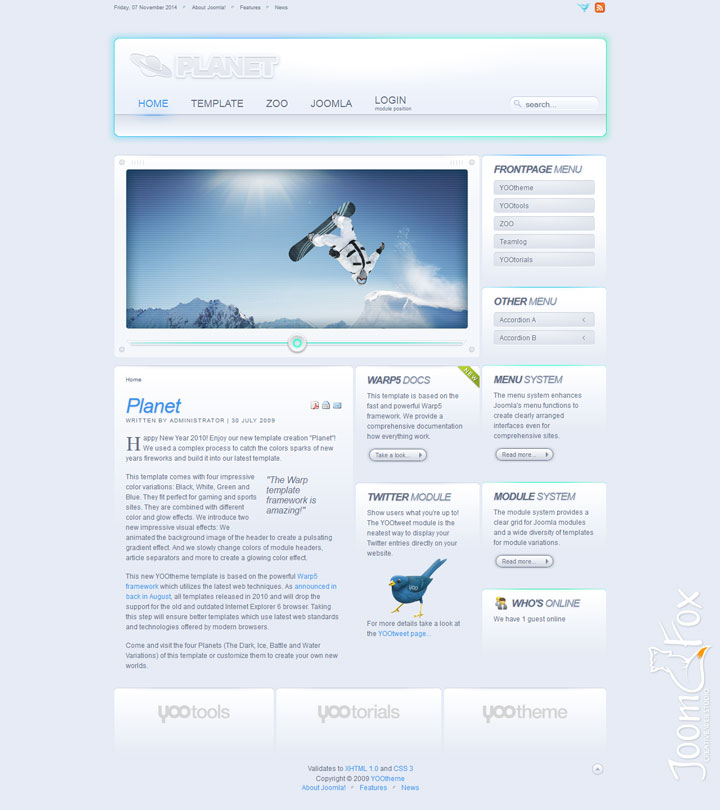 Joomla шаблон YOOtheme Planet