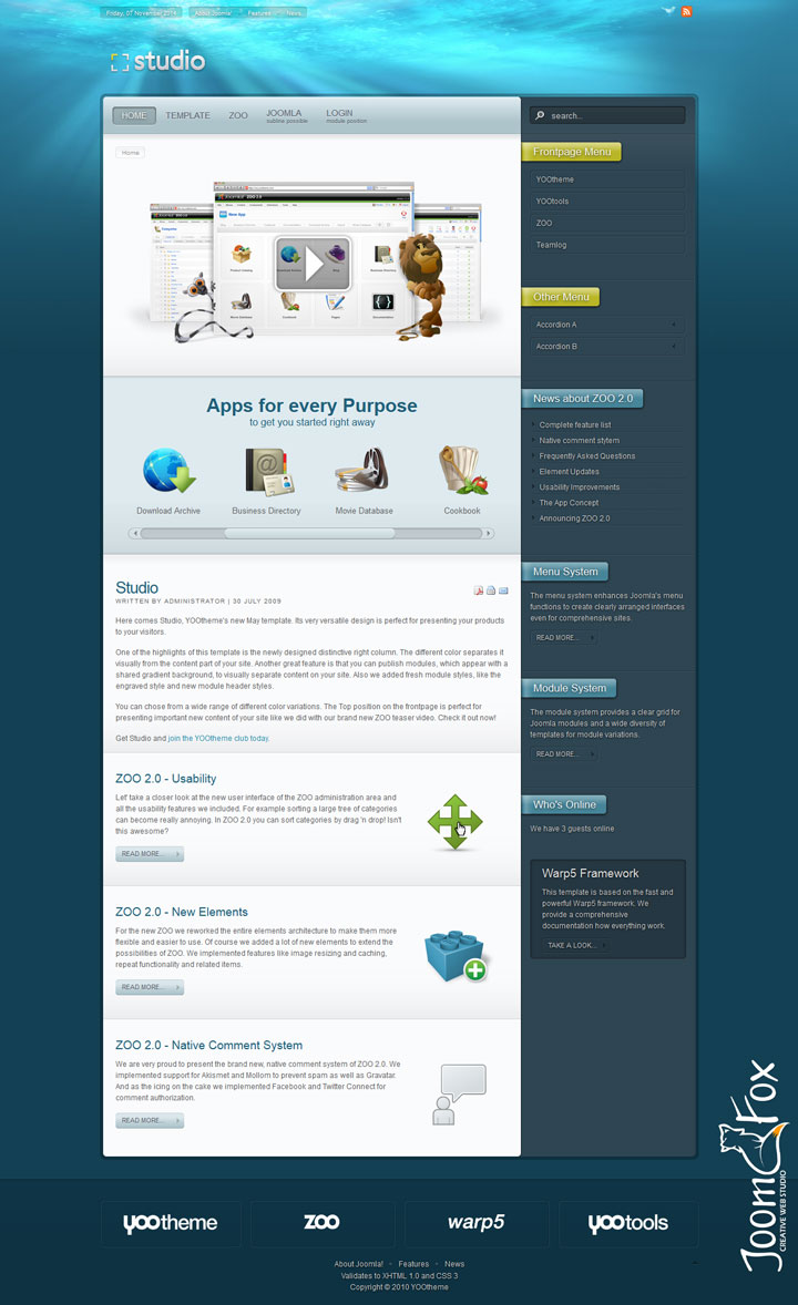 Joomla шаблон YOOtheme Studio