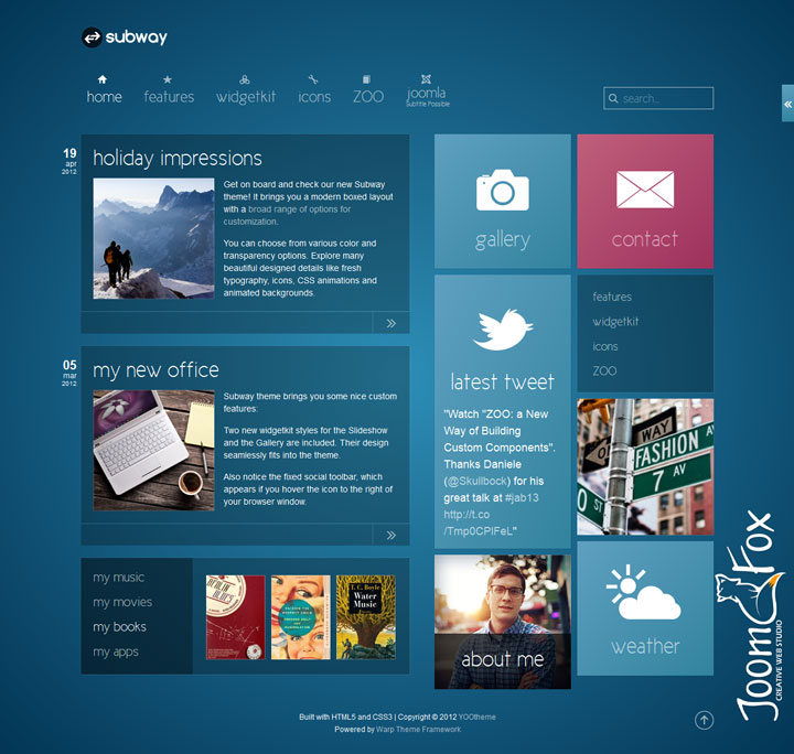 Joomla шаблон YOOtheme Subway