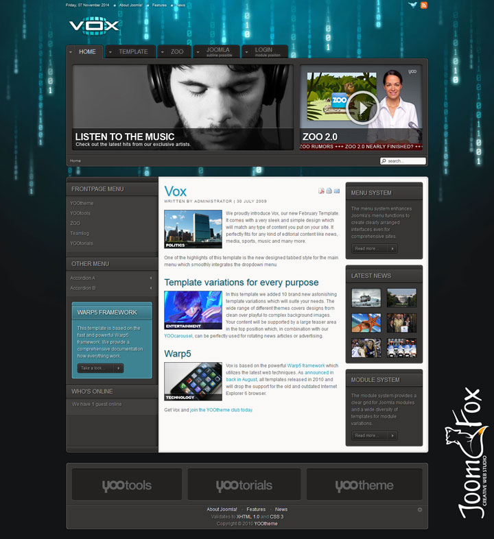 Joomla шаблон YOOtheme Vox