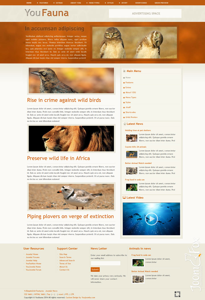 Joomla шаблон YouJoomla YouFauna