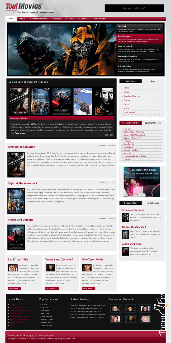 Joomla шаблон YouJoomla YouMovies