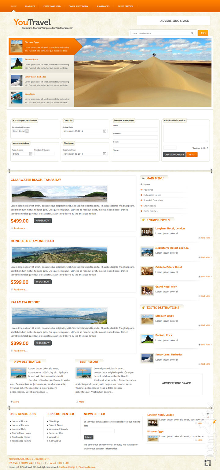 Joomla шаблон YouJoomla YouTravel