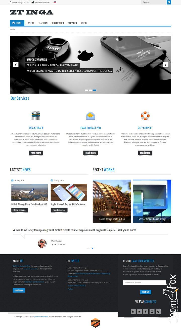 Joomla шаблон ZooTemplate Inga