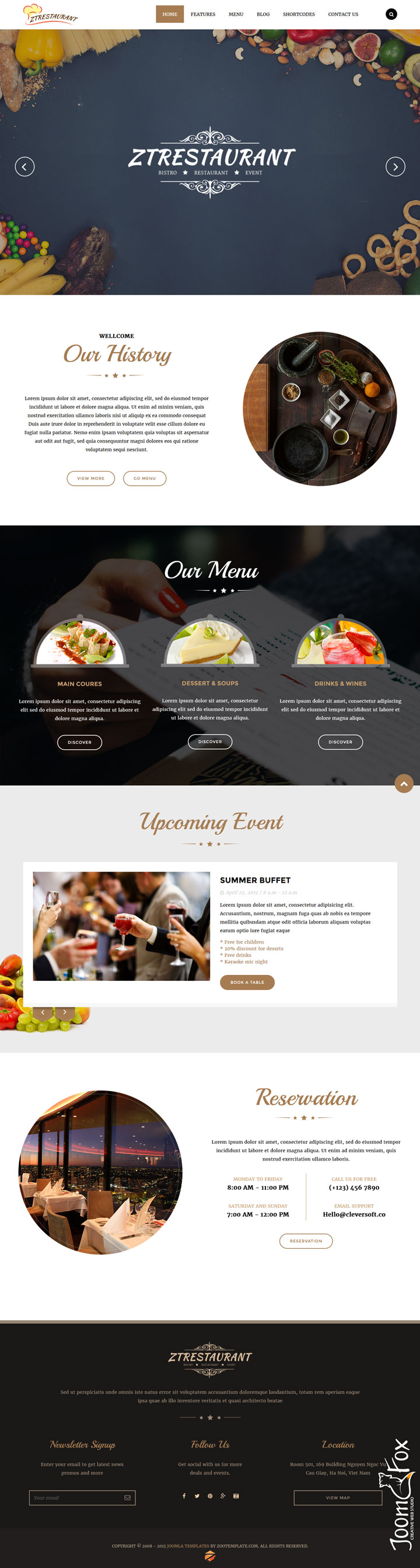 Joomla шаблон ZooTemplate Restaurant